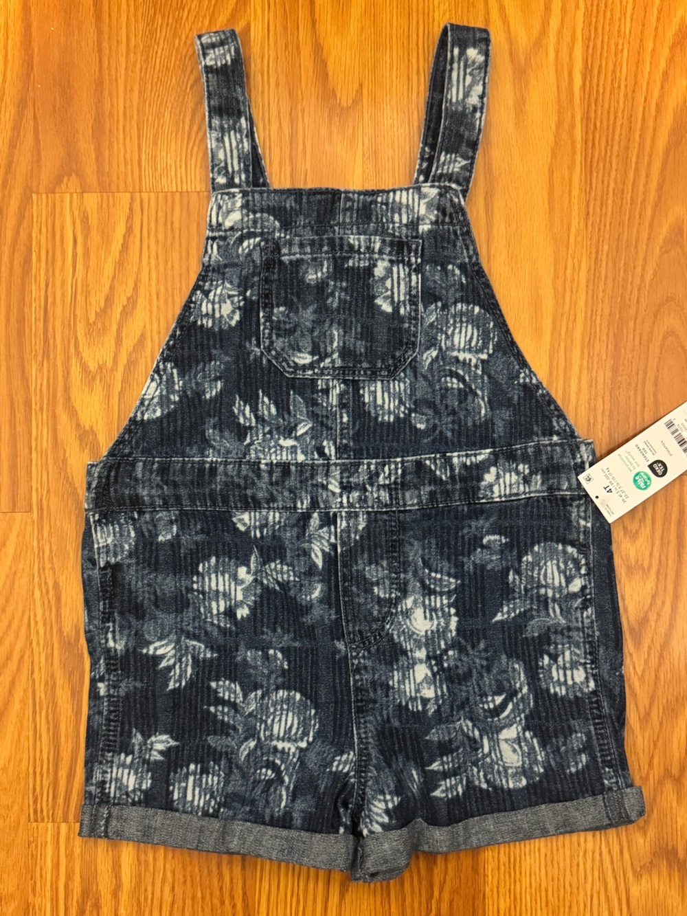 OshKosh B'gosh Navy Floral Corduroy Shortall
